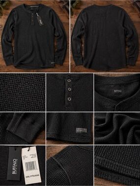 Buffalo David Bitton Nirvana Thermal Henley XXXL Heather Black NWT